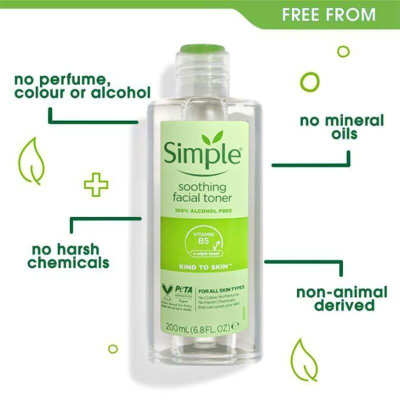 Simple Kind To Skin Soothing Facial Toner 200ml Simple Kind To Skin Soothing Facial Toner 200ml - Image 2