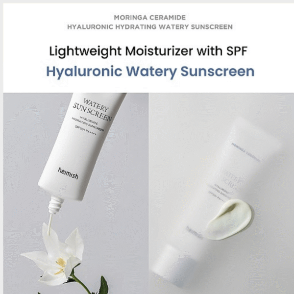 Heimish Moringa Ceramide Hyaluronic Acid Hydrating Watery Sunscreen 50ml - Image 3