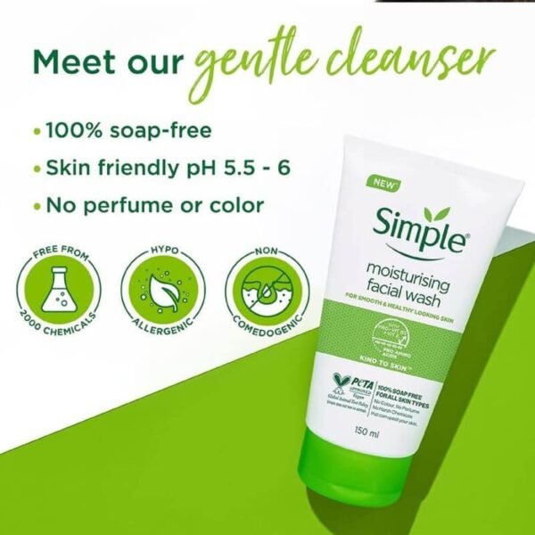 Simple Kind to Skin Moisturising Facial Wash 150ml - Image 2