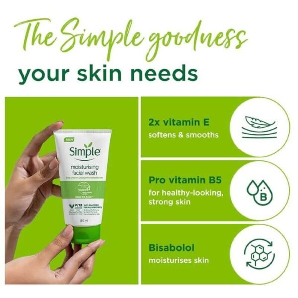 Simple Kind to Skin Moisturising Facial Wash 150ml - Image 3