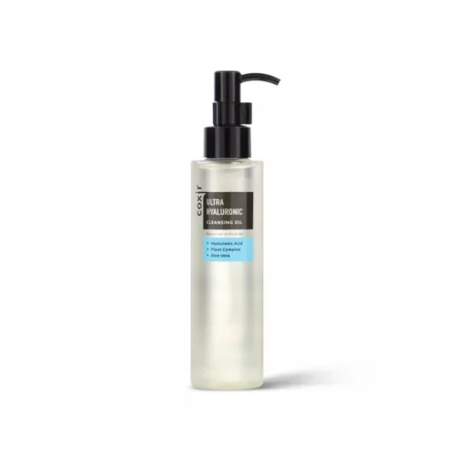 Coxir Ultra Hyaluronic Cleansing Oil bottle with hydrating ingredients