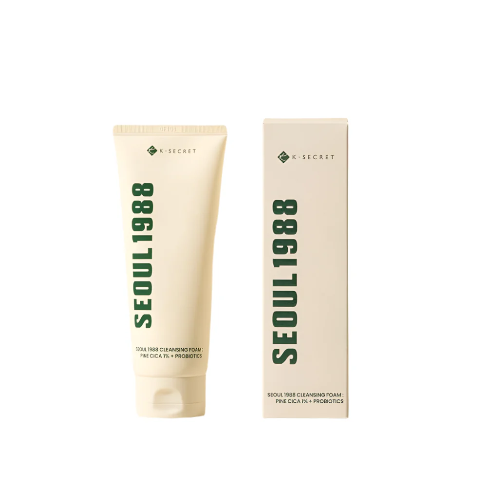 K-Secret Seoul 1988 Cleansing Foam : Pine Cica 1% + Probiotics 150ml K-Secret foam cleanser with pine cica and probiotics