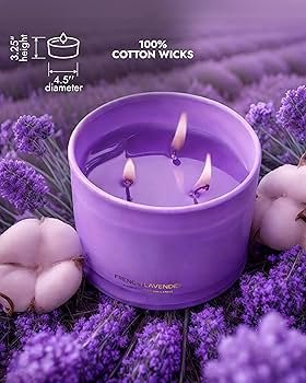 Lavender scented soy wax candle in glass jar