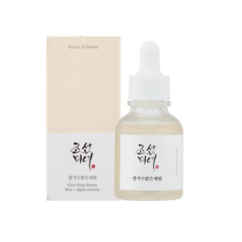 Glow Deep Serum bottle with rice and arbutin