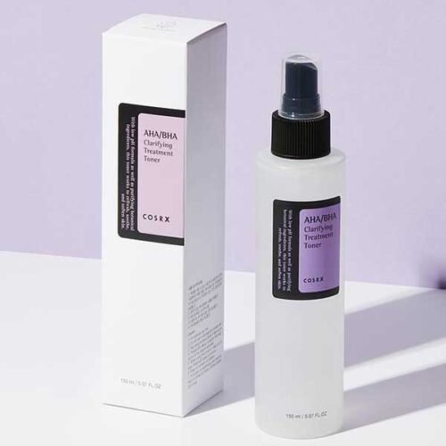 Cosrx AHA/BHA Clarifying Treatment Toner bottle with exfoliating formula