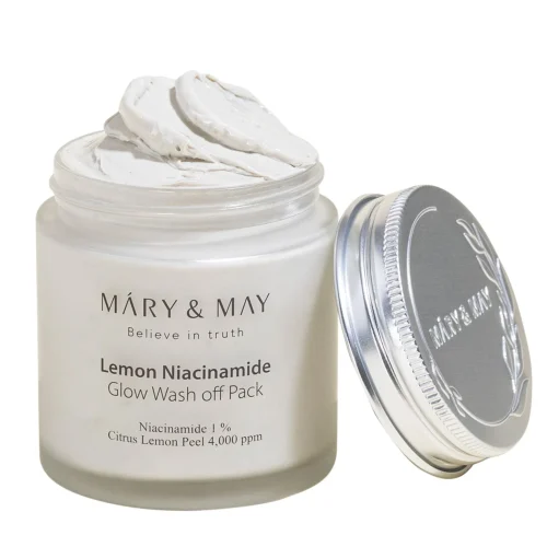 MARY & MAY lemon niacinamide clay mask jar