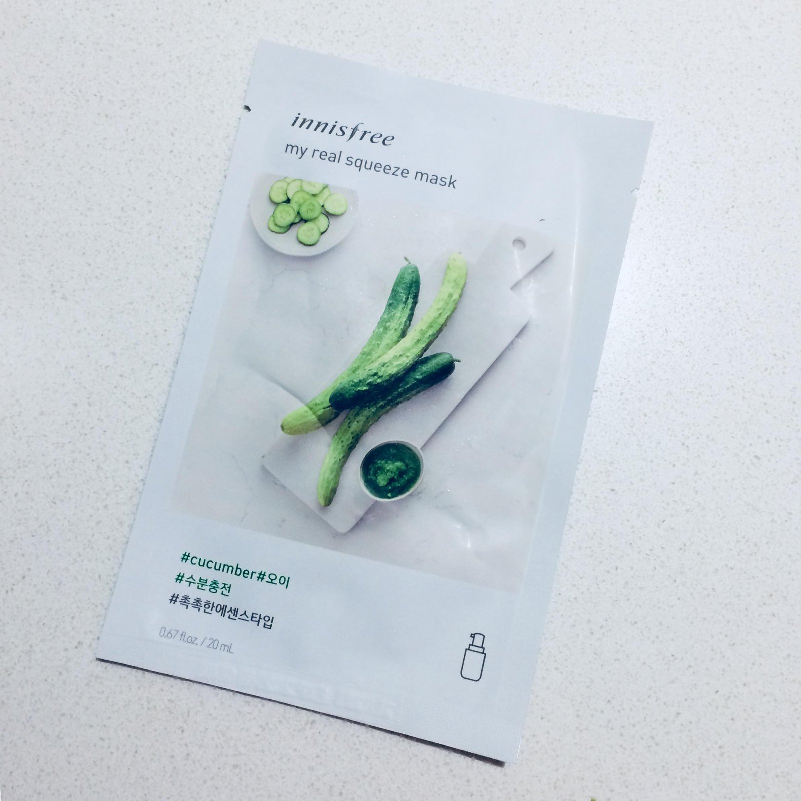 Innisfree My Real Squeeze Mask (Cucumber) 20ml Innisfree Cucumber Mask sheet for cooling hydration
