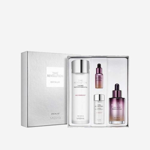 MISSHA Time Revolution skincare kit with 4 items